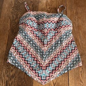 Cacique Patterned Handkerchief Style Swim Top